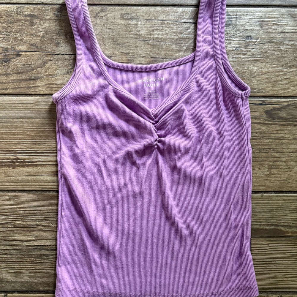 american eagle purple ribbed tank top